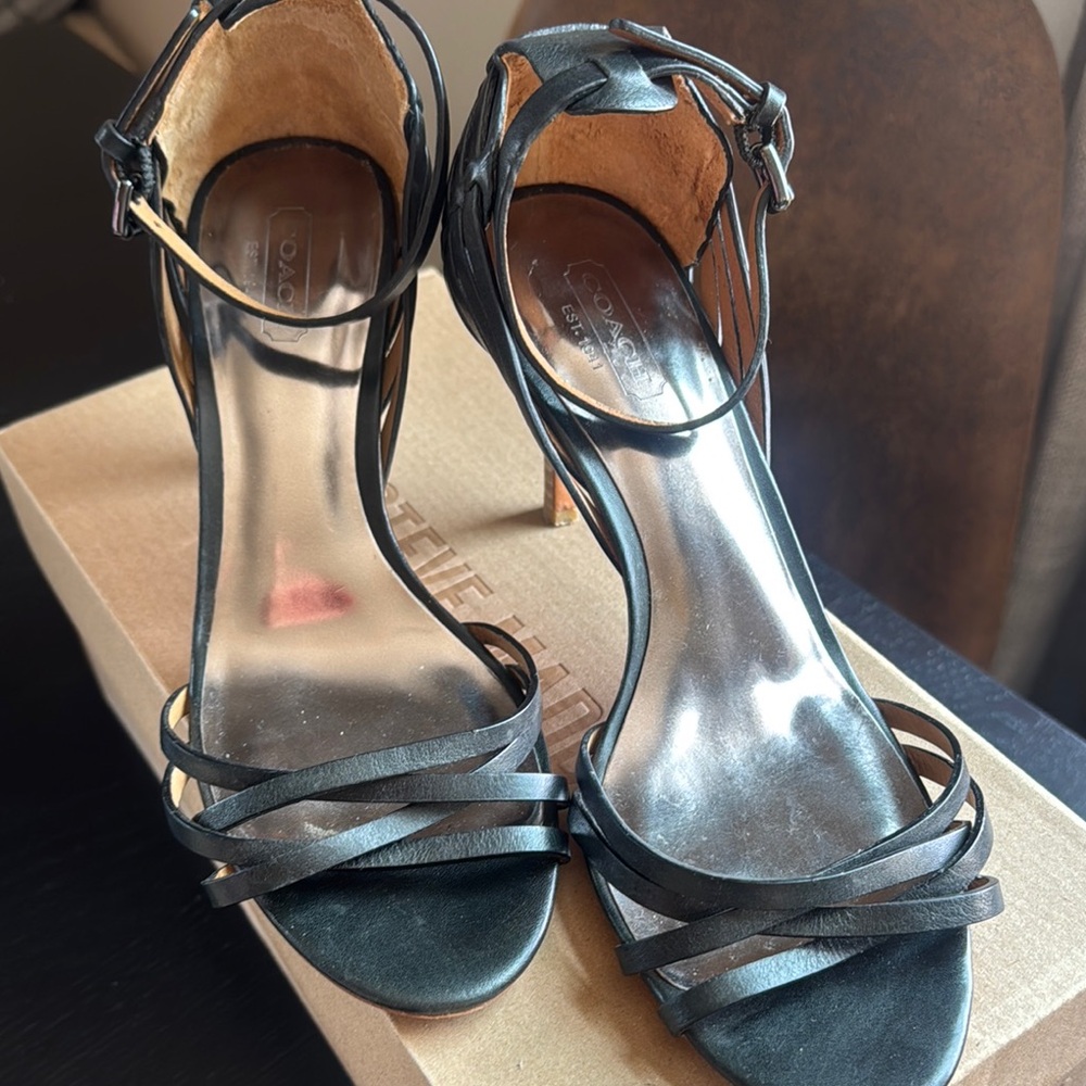 Coach Black Stiletto Heels with Ankle Strap
